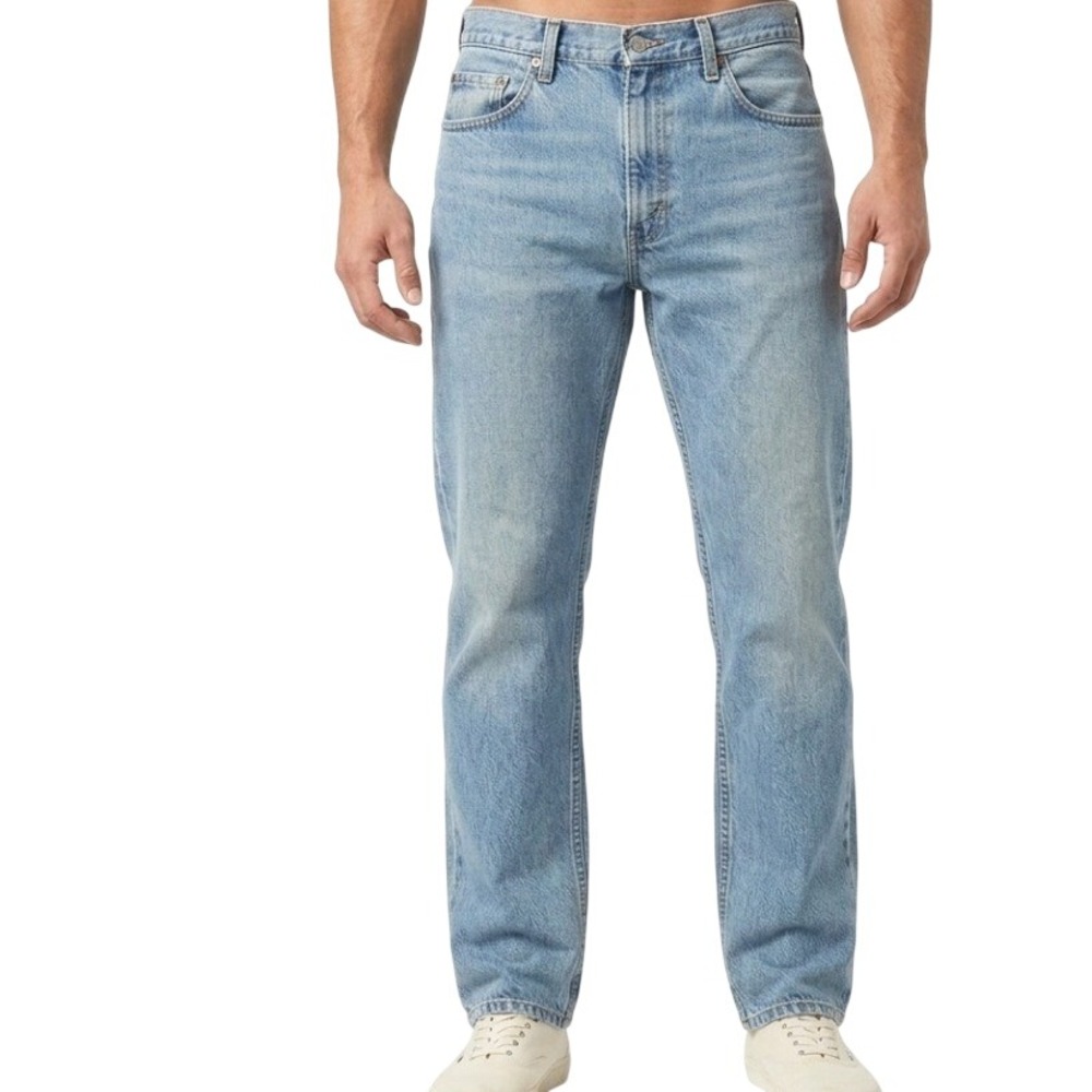 Levi's 505 Regular Fit Straight Leg Jeans Men 34x34 Light Wash Blue Denim Casual